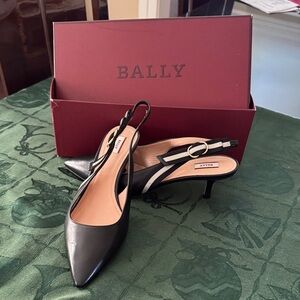 Bally Black Slingback Kitten Heels